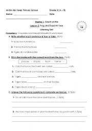 English Worksheet: listening test for gr2