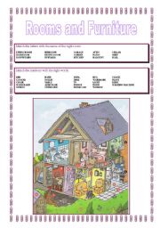 English Worksheet: Rooms and Furniture