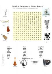English worksheet: musical instruments search