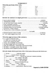 English Worksheet: simple past tense 