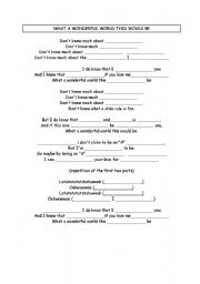 English Worksheet: what a wonderful world this would be by sam cooke