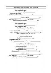 English worksheet: what a wonderful world this would be by sam cooke