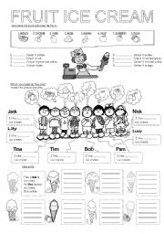 English Worksheet: FRUIT ICE-CREAM + PPT