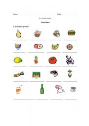 English worksheet: Food and Drinks