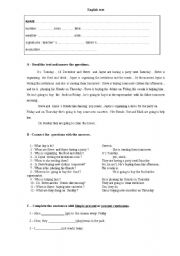 English Worksheet: test present continuous