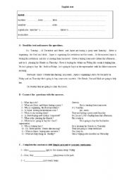 English worksheet: test present continuous