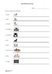 English Worksheet: Letter B Unscramble