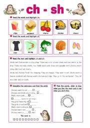 English Worksheet: CH-SH - Exercises