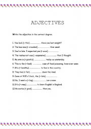 English worksheet: Adjectives