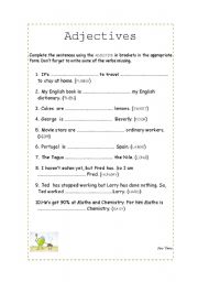 English worksheet: Adjectives