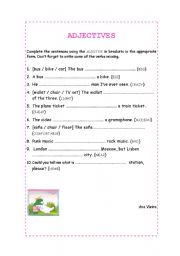 English worksheet: Adjectives