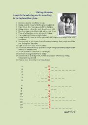 English Worksheet: Eating Disorders