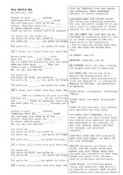 English Worksheet: Desree- You Gotta be - Lyrics fill in the gaps and vocabulary