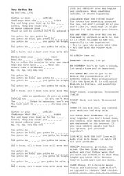 English worksheet: Desree- You Gotta be - Lyrics fill in the gaps and vocabulary