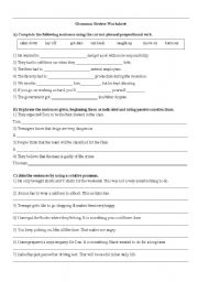 English Worksheet: grammar review