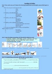 English Worksheet: Sporting Activities