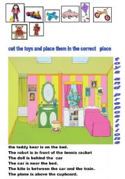English Worksheet: toys and prepositions