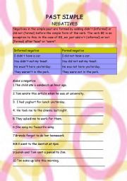 English Worksheet: past simple - negatives