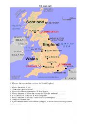 English Worksheet: uk map quiz