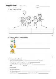 English Worksheet: test yw Unit 1