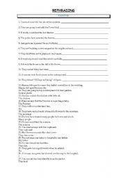 English Worksheet: PASSIVE - REPHRASING
