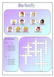 English Worksheet: family crossword