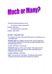 English Worksheet: Much-many-any-some