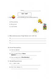English worksheet: Can/Cant  &  He/She/ Its got...