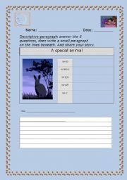 English worksheet: Imagine - and tell the story: A Special Animal