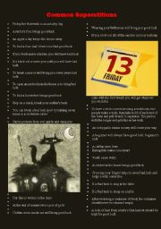 English Worksheet: SUPERSTITION!!