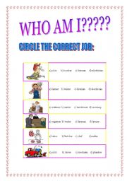 English worksheet: WHO AM I???? ( 4 pages )