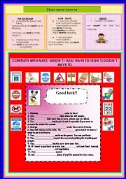 English Worksheet: MUST AND HAVE TO