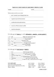 English worksheet: HAVE TO OR DONT HAVE TO, MUST OR MUSTNT QUIZ