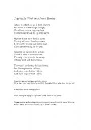 English Worksheet: Stopping by Woods Worksheet