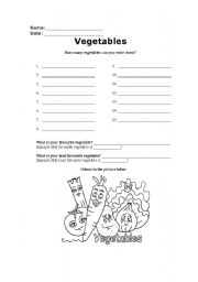 English Worksheet: Vegetables