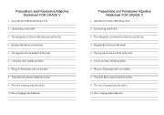 English worksheet:  possesive adjective and preposition worksheet