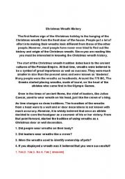 English worksheet: Christmas Wreath History