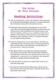 English Worksheet: The River by Gary Paulsen 
