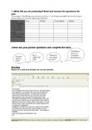 English Worksheet: reading and writing for simple past