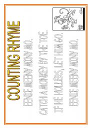 English worksheet: counting rhyme