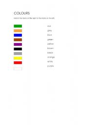 English worksheet: Match the colours