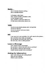 English Worksheet: Making a Phone Call...