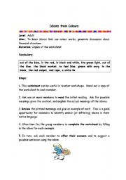 English worksheet: The Idioms from Foods