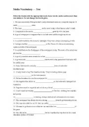 English Worksheet: Media Vocabulary Test 