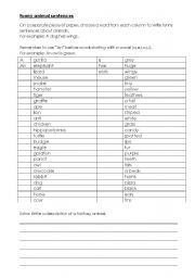 English worksheet: Funny animal sentences
