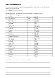 English Worksheet: Funny animal sentences