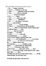 English Worksheet: Past form of to be.(was-were)