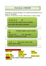 English worksheet: plural forms