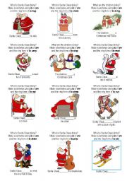 English Worksheet: Santa Claus and present continuous 1/2