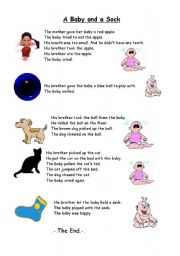 English worksheet: A Baby and a Sock